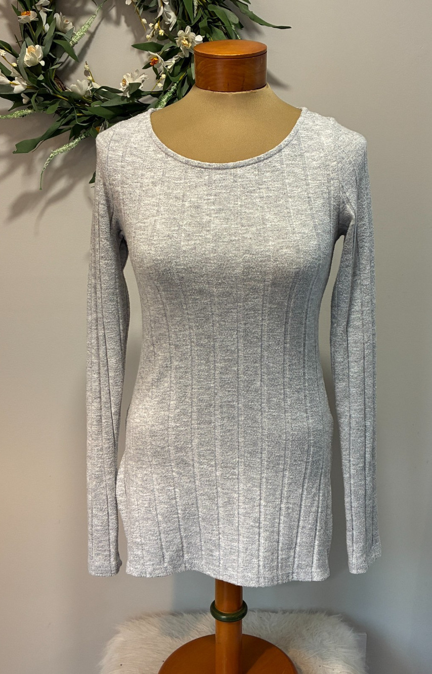 by Anthropologie Gray Long Sleeve Top, Size XS